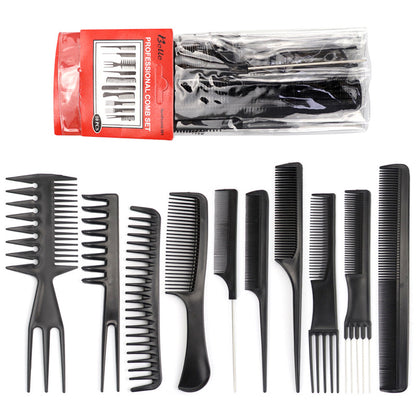 10-piece Set Hairdressing Comb Suit Barber Shop Styling Comb Makeup Comb For Hair Salon