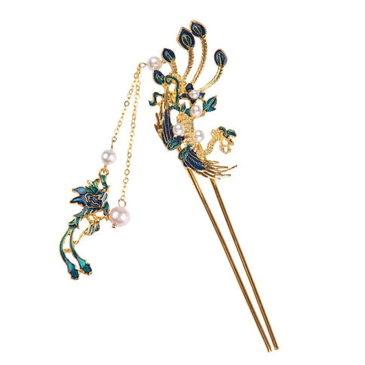 Phönix-U-förmige Haarnadel, antikes Haarknoten-Haarornament, Hanfu