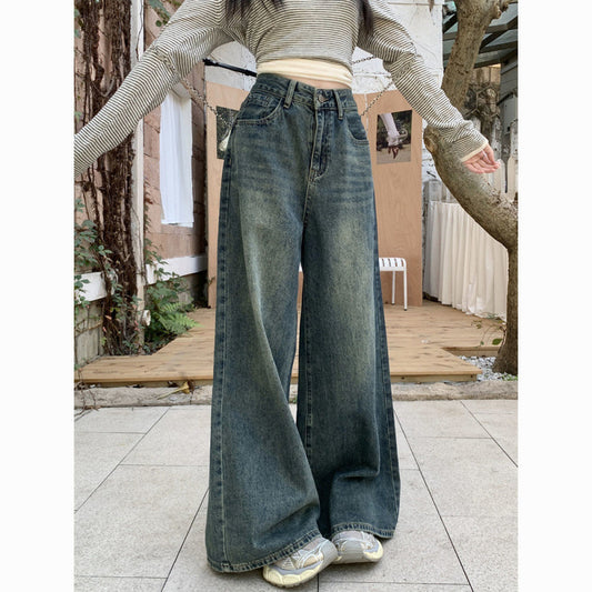 Amerikanische Retro-Jeans mit geradem, weitem Bein