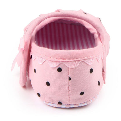 Babyschuhe für Mädchen, niedliche Prinzessinnenschuhe mit Polka-Dots, rutschfest 
