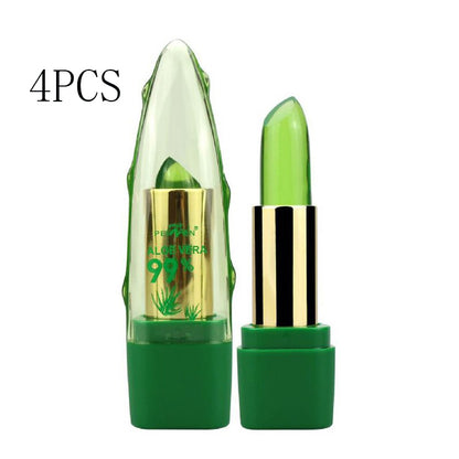 Aloe-Vera-Gel, farbverändernder Lippenstift, Gloss, Feuchtigkeitscreme, Anti-Austrocknung, Entsalzung, feinkörniger Lippenbalsam, Pflege