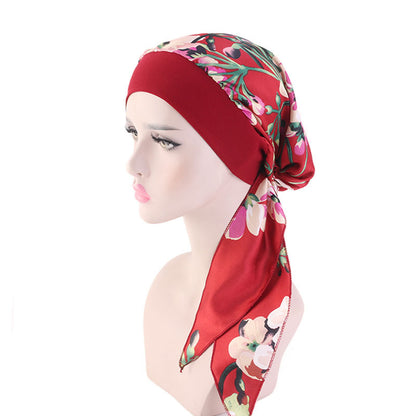 Pastoral style imitation silk stretch headband braid hat