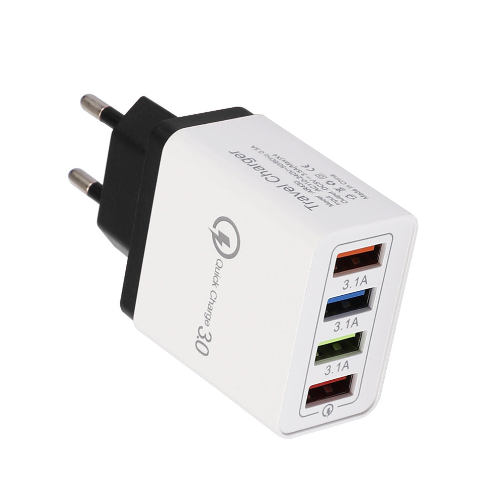 USB-Ladegerät Quick Charge 3.0 4-fach Adapter für Tablets, tragbares Wandladegerät, Schnellladegerät