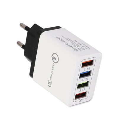 USB-Ladegerät Quick Charge 3.0 4-fach Adapter für Tablets, tragbares Wandladegerät, Schnellladegerät