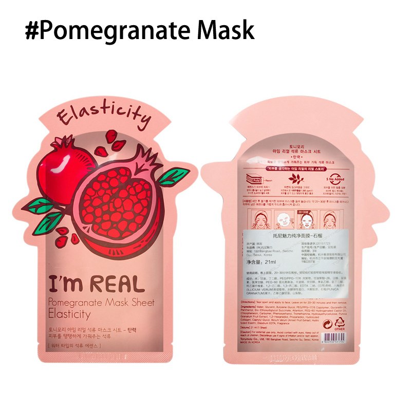 I'm REAL Skin Care Food Sheet Face Mask Feuchtigkeitsspendende, ölregulierende, aufhellende, porenverfeinernde Gesichtsmaske Koreanische Gesichtsmaske von Tony Moly Cosmetics 