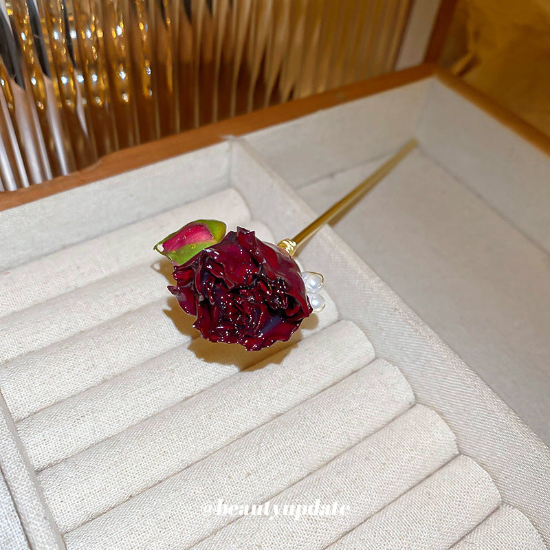 Retro Rose Pearl New Chinese Style Hairpin