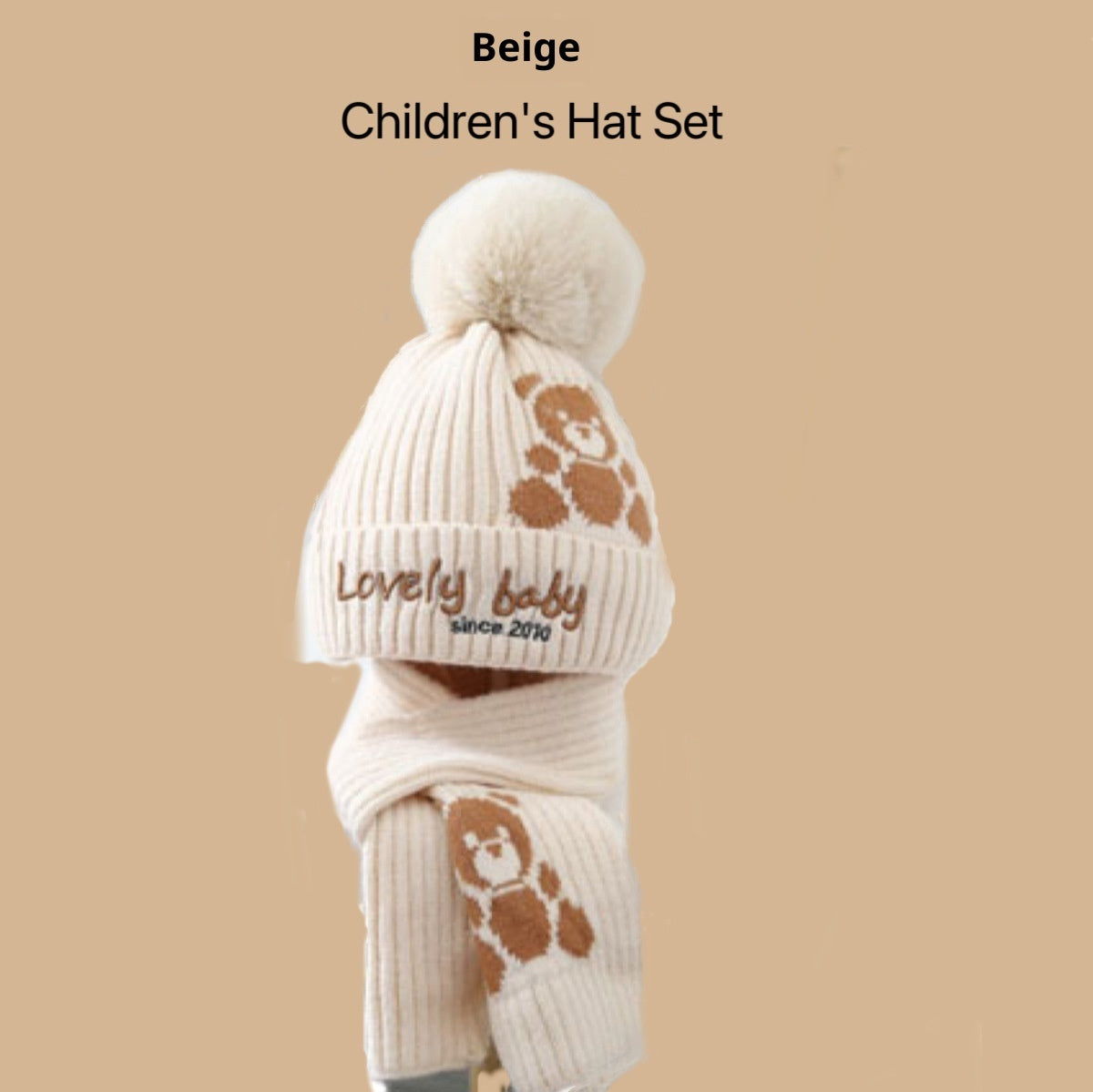 Zweiteiliges Kinder-Set aus Mütze und Schal, gestrickt, fleecegefüttert, für Jungen