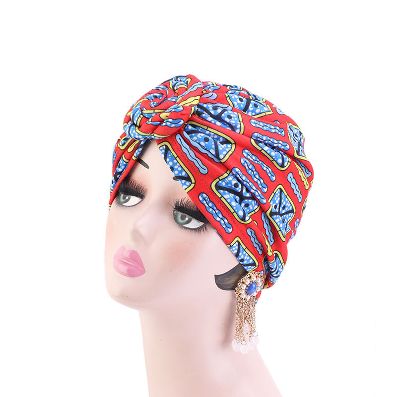 Ethnic wind swirl knotted turban hat