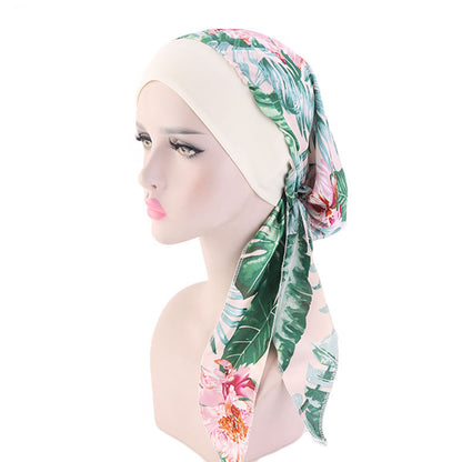 Pastoral style imitation silk stretch headband braid hat