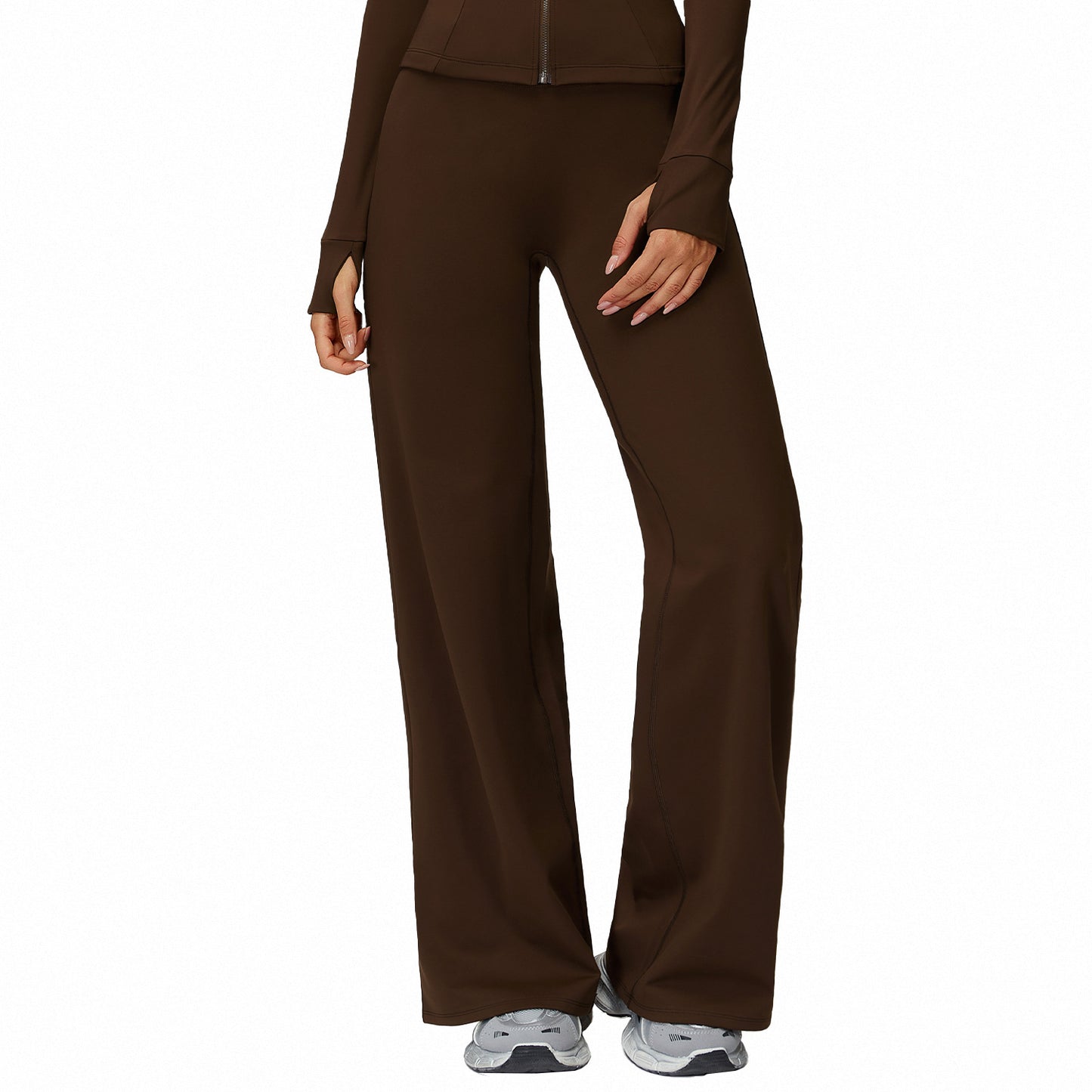 Casual Versatile Trousers Fleece-lined Keep Warm High Waist Wide-leg Trousers