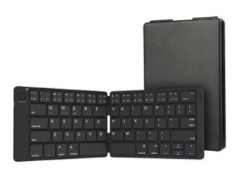 Kabellose Mini-Bluetooth-Falttastatur mit Lederoberfläche für Laptops, Tablets und Smartphones
