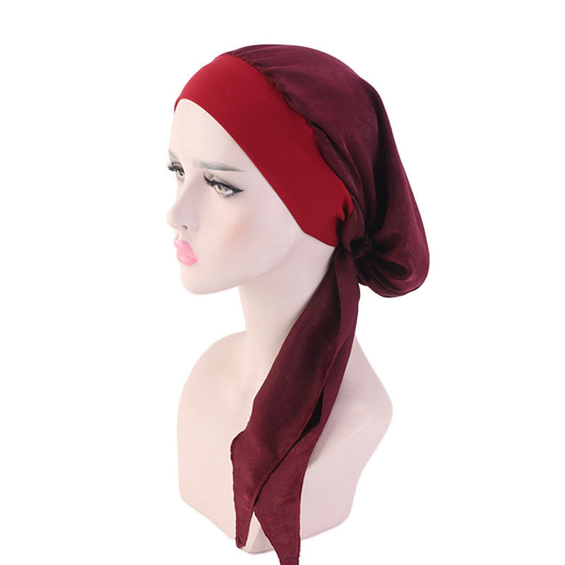 Pastoral style imitation silk stretch headband braid hat