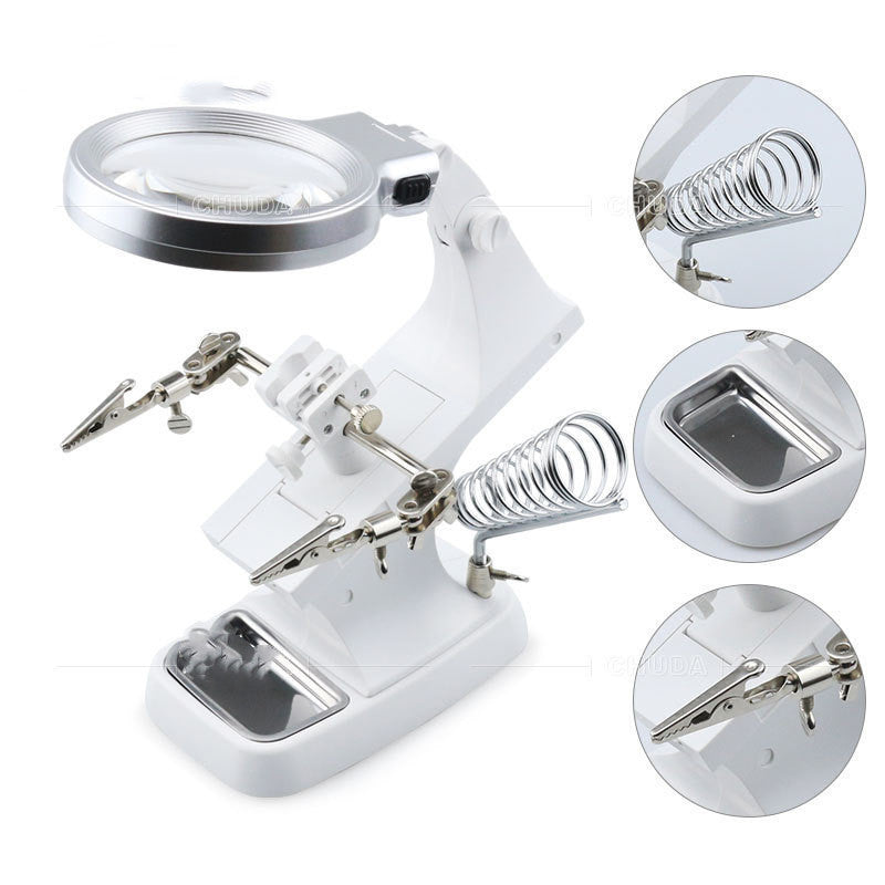 Turn The Repair Tool Magnifying Glass To Look At The Circuit Board