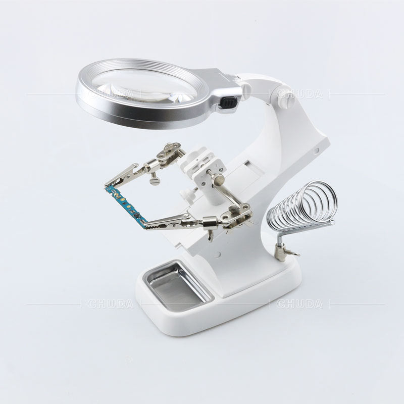 Turn The Repair Tool Magnifying Glass To Look At The Circuit Board