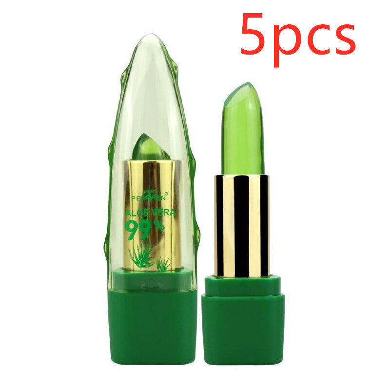 Aloe-Vera-Gel, farbverändernder Lippenstift, Gloss, Feuchtigkeitscreme, Anti-Austrocknung, Entsalzung, feinkörniger Lippenbalsam, Pflege