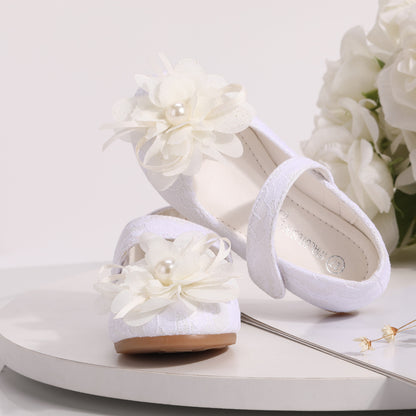 Mädchenkleiderschuhe mit Blumenmuster und Spitze, Prinzessinnenschuhe