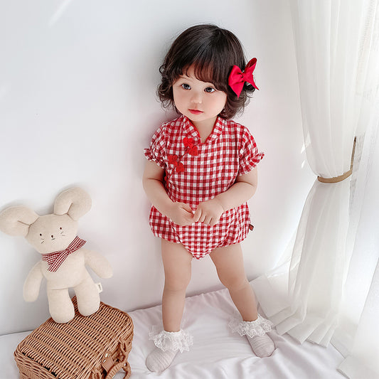 Baby-Overall, Cheongsam, Tracht, Chinesische Kleidung, Nationale Version, Klettertasche, Furz-Kleidungsset, Kinderkleidung