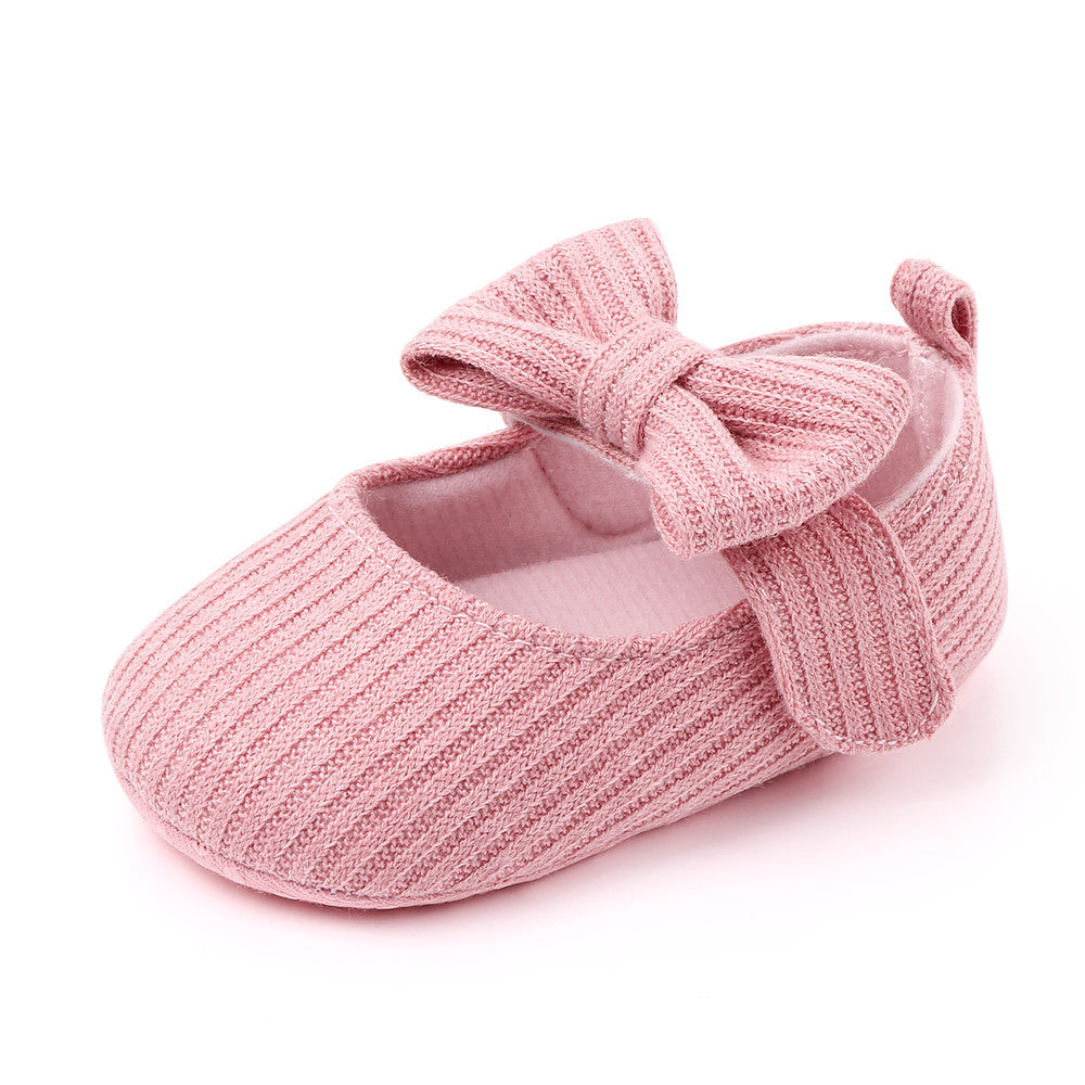 Babyschuhe aus Wolle mit Schleife, Mokassins, Prinzessinnenschuhe