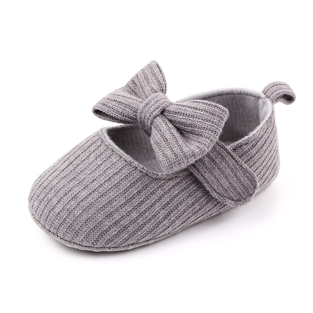 Babyschuhe aus Wolle mit Schleife, Mokassins, Prinzessinnenschuhe