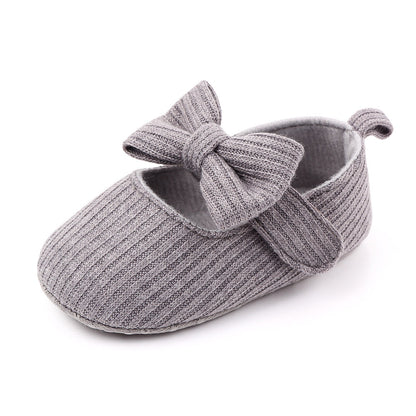Babyschuhe aus Wolle mit Schleife, Mokassins, Prinzessinnenschuhe