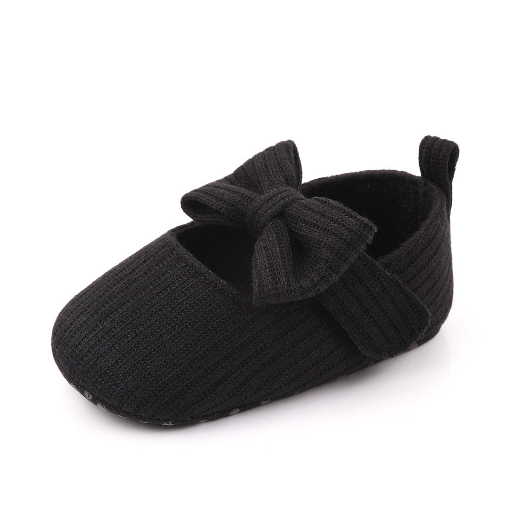 Babyschuhe aus Wolle mit Schleife, Mokassins, Prinzessinnenschuhe