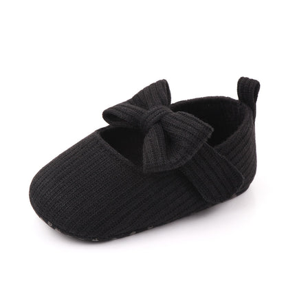 Babyschuhe aus Wolle mit Schleife, Mokassins, Prinzessinnenschuhe