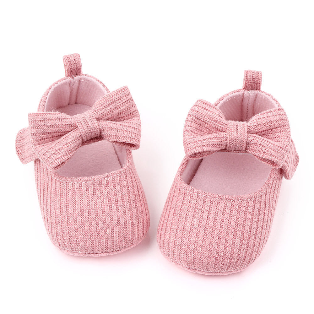 Babyschuhe aus Wolle mit Schleife, Mokassins, Prinzessinnenschuhe
