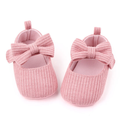 Babyschuhe aus Wolle mit Schleife, Mokassins, Prinzessinnenschuhe