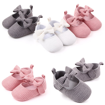 Babyschuhe aus Wolle mit Schleife, Mokassins, Prinzessinnenschuhe