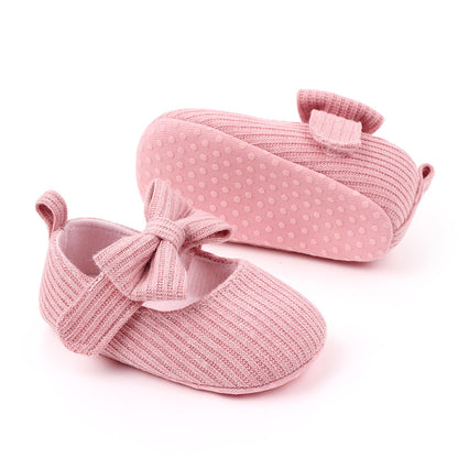 Babyschuhe aus Wolle mit Schleife, Mokassins, Prinzessinnenschuhe