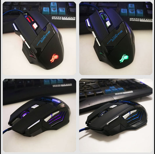 Bunte, leuchtende USB-Gaming-Maus mit 7 Tasten
