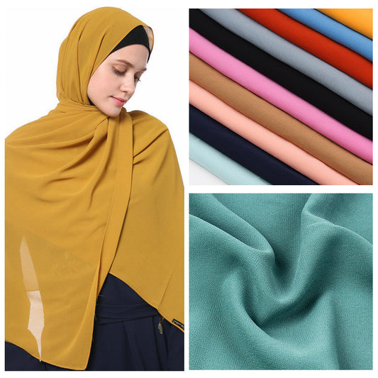 70 x 180 cm Monochromer Perlen-Chiffon-Hijab-Schal