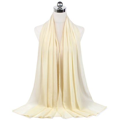 70 x 180 cm Monochromer Perlen-Chiffon-Hijab-Schal