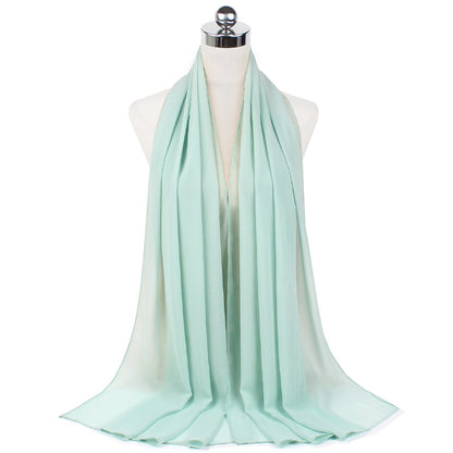 70 x 180 cm Monochromer Perlen-Chiffon-Hijab-Schal