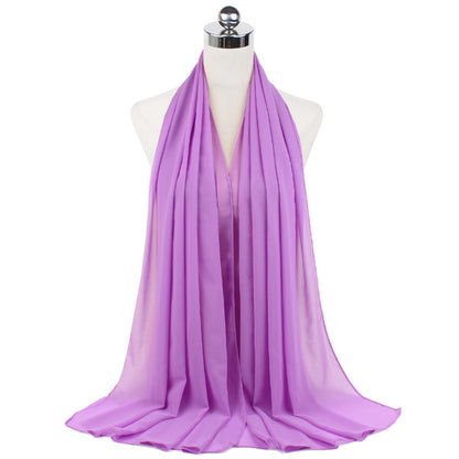 70 x 180 cm Monochromer Perlen-Chiffon-Hijab-Schal