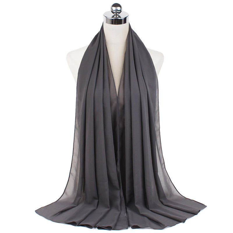 70 x 180 cm Monochromer Perlen-Chiffon-Hijab-Schal
