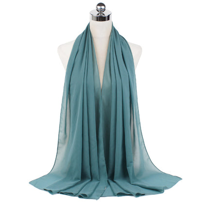 70 x 180 cm Monochromer Perlen-Chiffon-Hijab-Schal