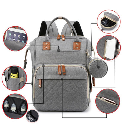 Neuer Mama-Rucksack, der am Kinderwagen befestigt werden kann, Babytasche, faltbare Babybetttasche