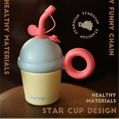 Tragbarer, großer, isolierter Edelstahl-Schreibtischbecher mit Strohhalm