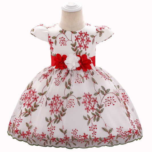 Sommerliche Kinderkleidung, Babygeburtstagskleid, Hochzeitskleid, Rock, flauschiges Kleid für Mädchen