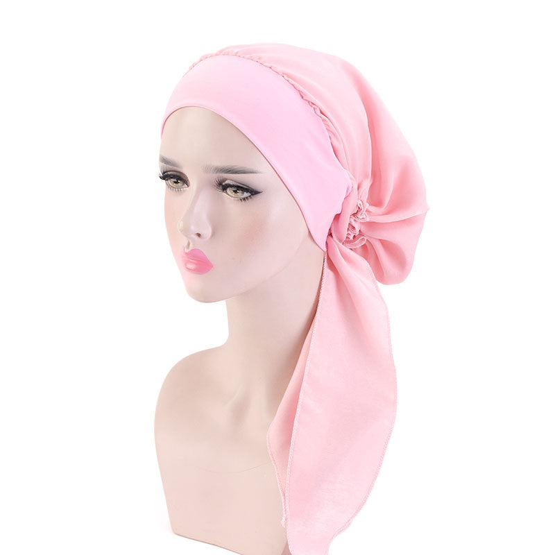 Pastoral style imitation silk stretch headband braid hat