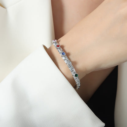 Leichtes Luxus-Armband aus Titanstahl mit Diamanten, vergoldet
