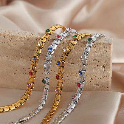 Leichtes Luxus-Armband aus Titanstahl mit Diamanten, vergoldet