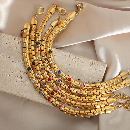 Leichtes Luxus-Armband aus Titanstahl mit Diamanten, vergoldet