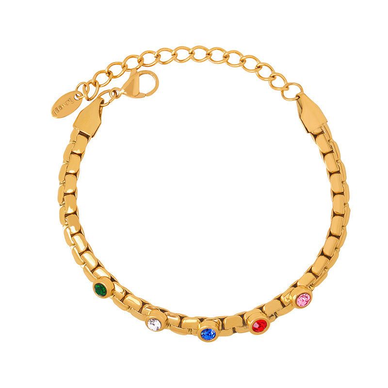Leichtes Luxus-Armband aus Titanstahl mit Diamanten, vergoldet