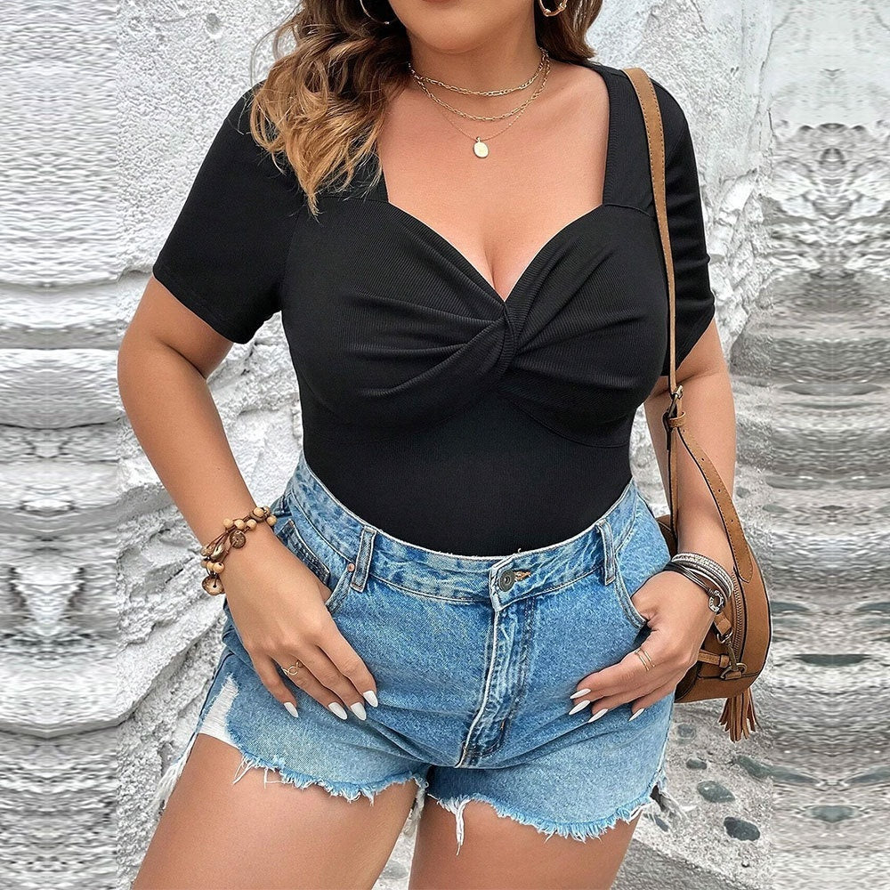 Sexy V-neck Slim-fit Office Short-sleeved Top For Women