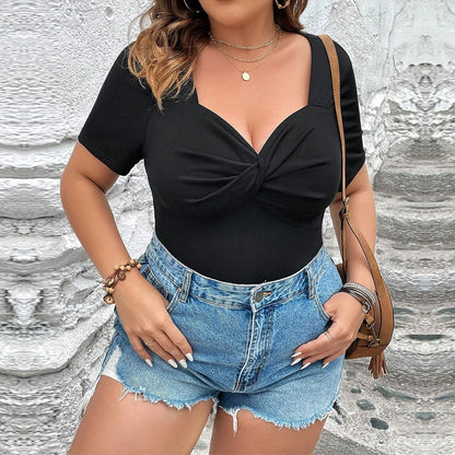 Sexy V-neck Slim-fit Office Short-sleeved Top For Women