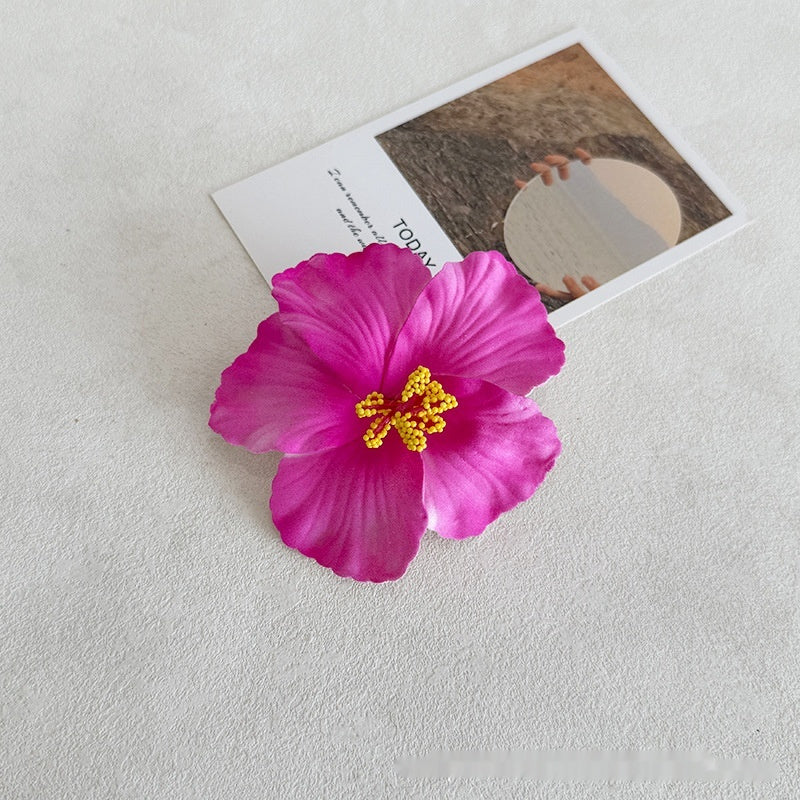 Haarspange mit Hibiskusblüten-Motiv für Damen, maritimes Foto-Ambiente, Kopfbedeckung, seitliche Blumenspange