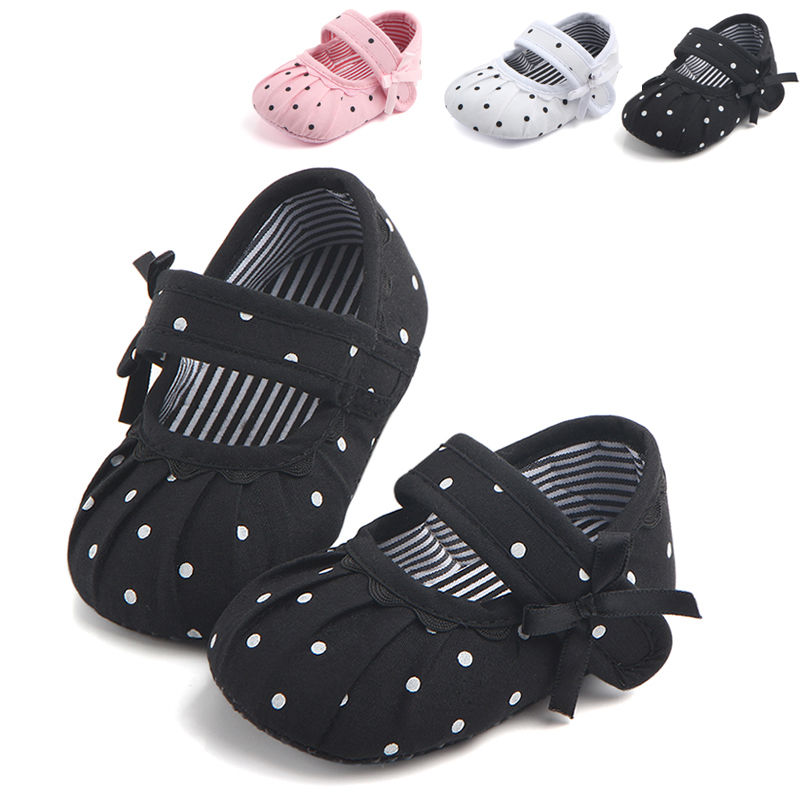 Babyschuhe für Mädchen, niedliche Prinzessinnenschuhe mit Polka-Dots, rutschfest 