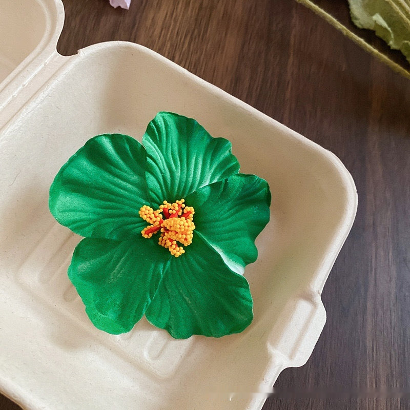 Haarspange mit Hibiskusblüten-Motiv für Damen, maritimes Foto-Ambiente, Kopfbedeckung, seitliche Blumenspange